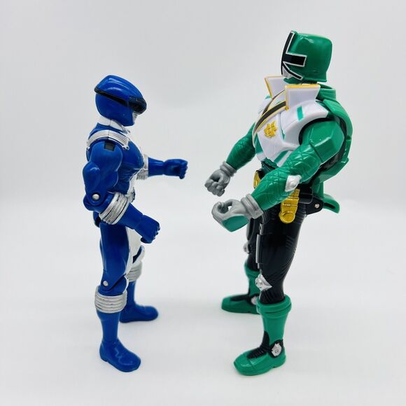 Bandai Power Rangers Action Figures 2011 Samurai Green & 2006 Overdrive Blue - Picture 4 of 14
